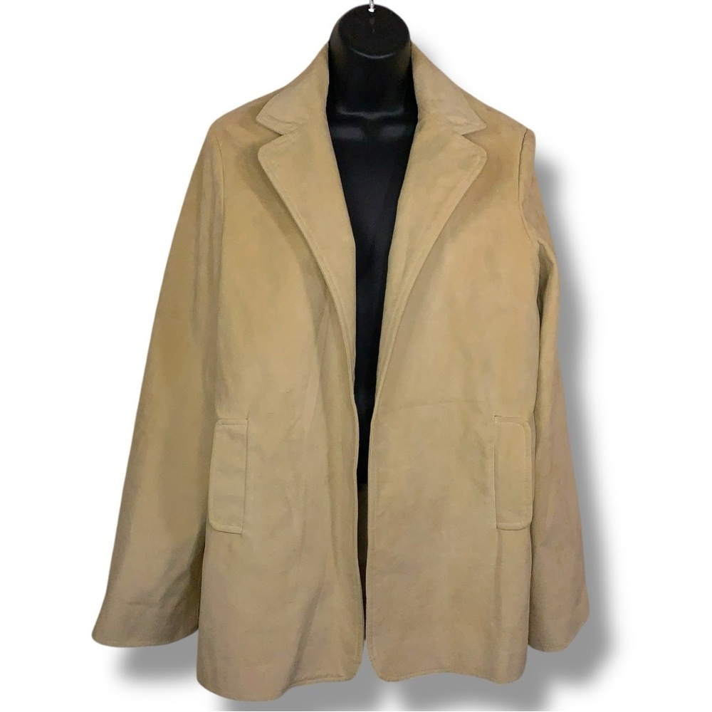 Vintage Large Samuel Robert Beige Ultrasuede Blazer Jacket Open Front Western